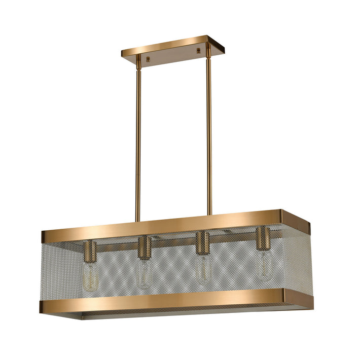 Four Light Chandelier from the Line in the Sand collection in Satin Brass finish