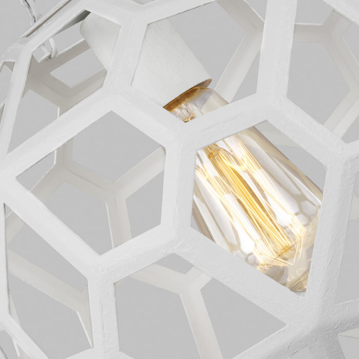 One Light Pendant from the Feccetta collection in Paper Mache White finish