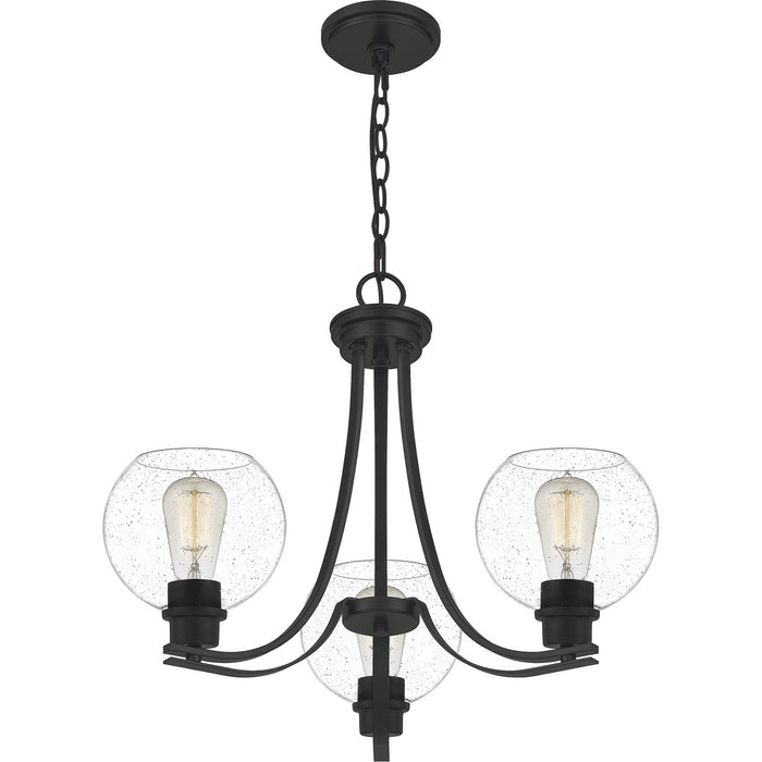 Three Light Chandelier from the Pruitt collection in Matte Black finish