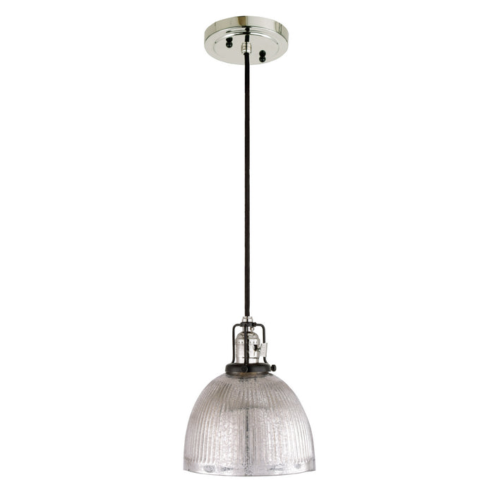 One Light Pendant from the Nob Hill collection in Polished Nickel and Black finish