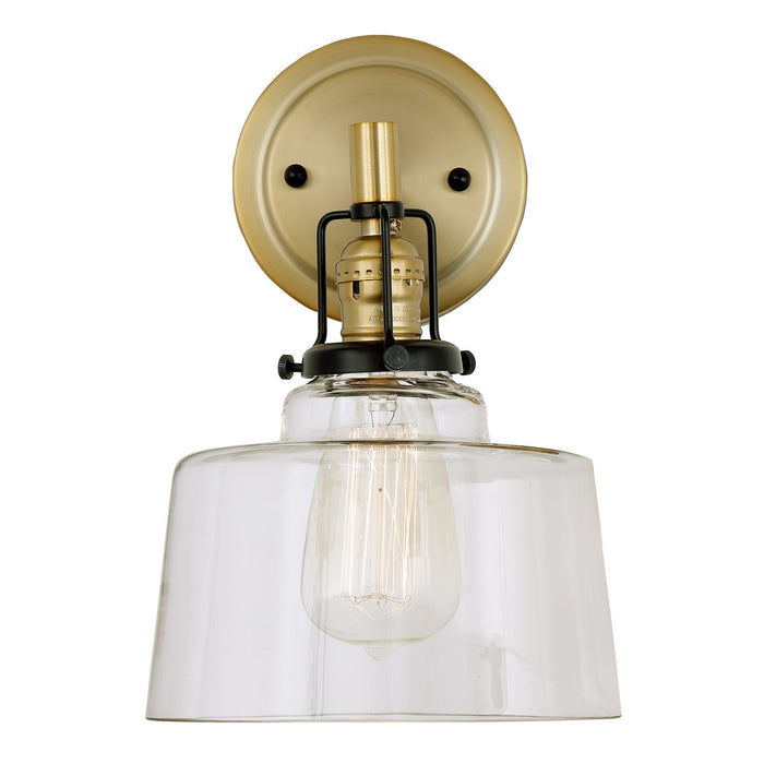 One Light Wall Sconce from the Nob Hill collection in Satin Brass and Black finish