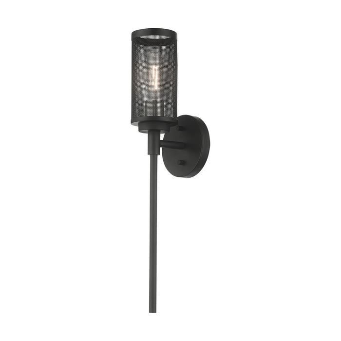 One Light Wall Sconce from the Industro collection in Black with Brushed Nickel Accents finish