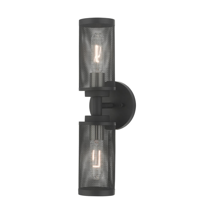 Two Light Wall Sconce from the Industro collection in Black with Brushed Nickel Accents finish