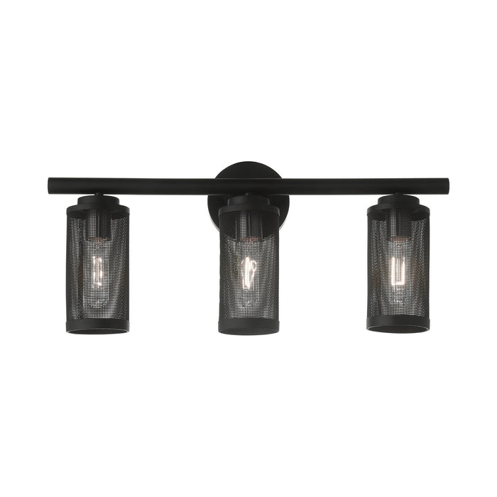 Three Light Vanity from the Industro collection in Black with Brushed Nickel Accents finish