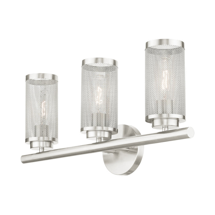 Three Light Vanity from the Industro collection in Brushed Nickel finish