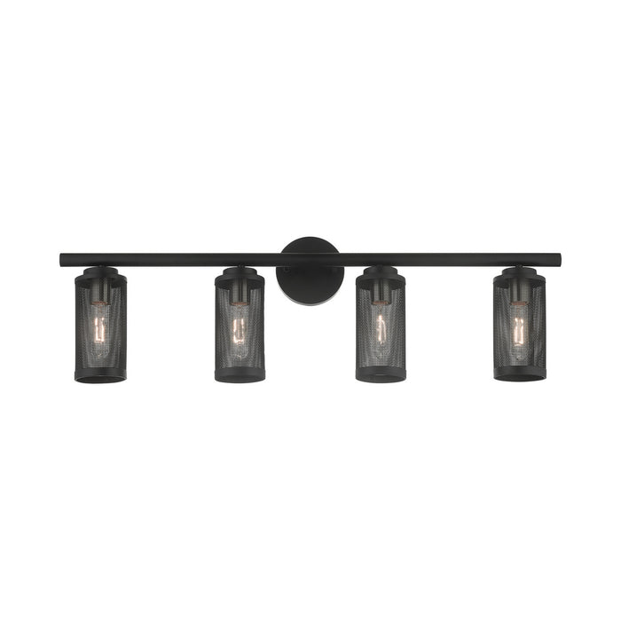 Four Light Vanity from the Industro collection in Black with Brushed Nickel Accents finish