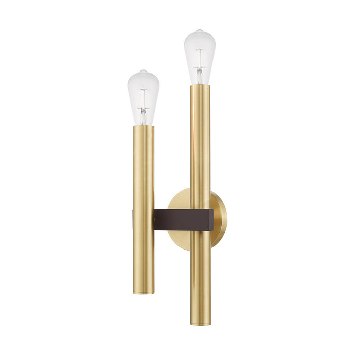 Two Light Wall Sconce from the Helsinki collection in Satin Brass with Bronze Accents finish