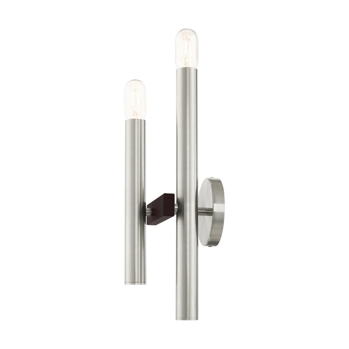 Two Light Wall Sconce from the Helsinki collection in Brushed Nickel with Bronze Accents finish