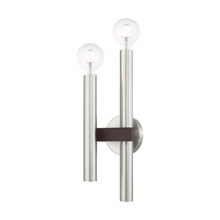 Two Light Wall Sconce from the Helsinki collection in Brushed Nickel with Bronze Accents finish