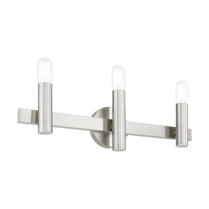 Three Light Vanity from the Helsinki collection in Brushed Nickel with Bronze Accents finish