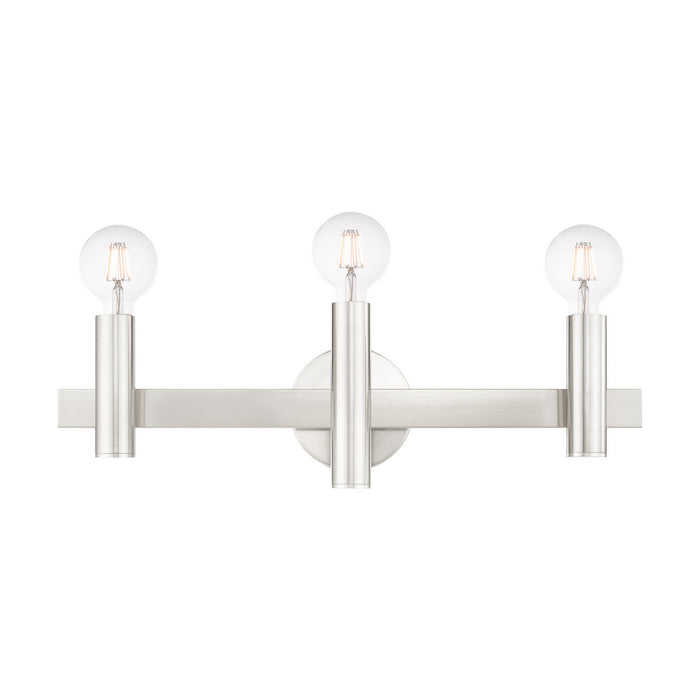 Three Light Vanity from the Helsinki collection in Brushed Nickel with Bronze Accents finish