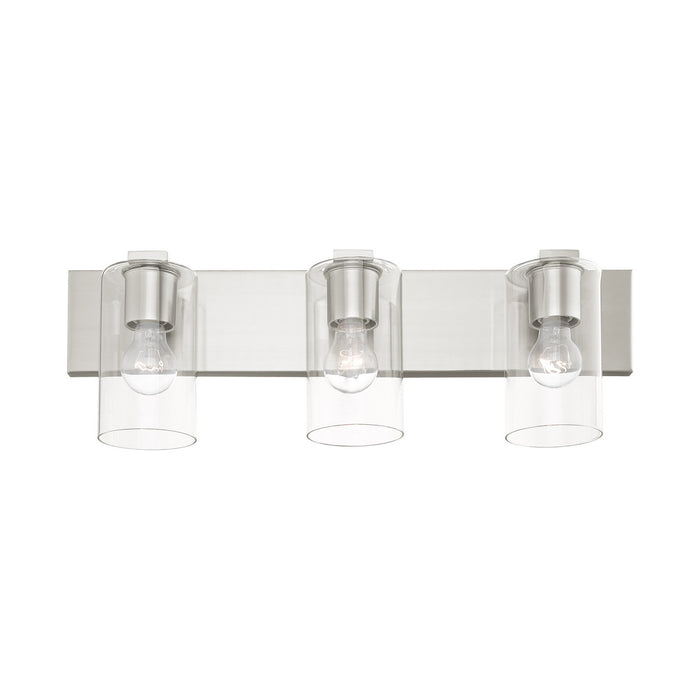 Three Light Vanity from the Zurich collection in Brushed Nickel finish