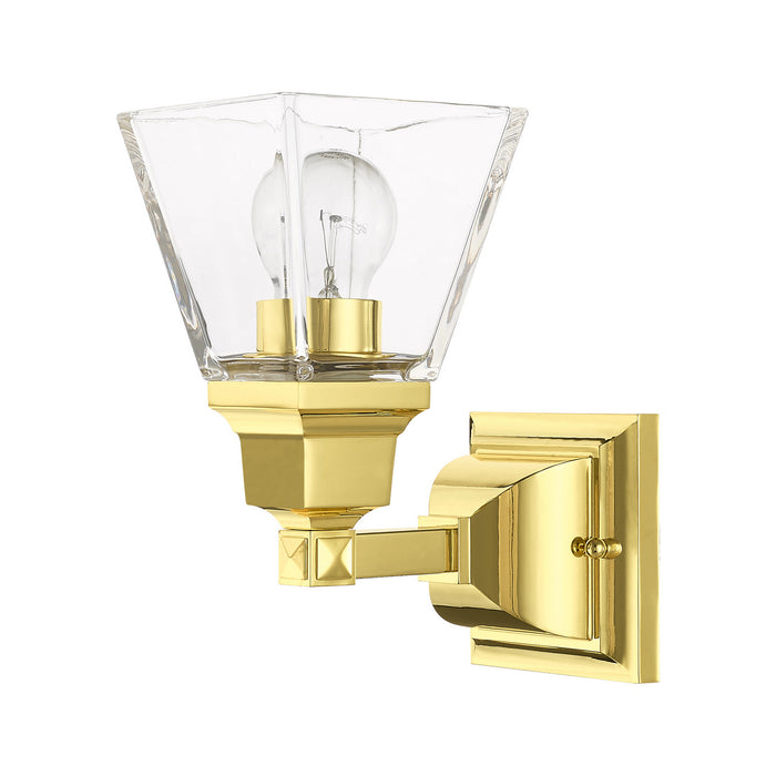 One Light Wall Sconce from the Mission collection in Polished Brass finish