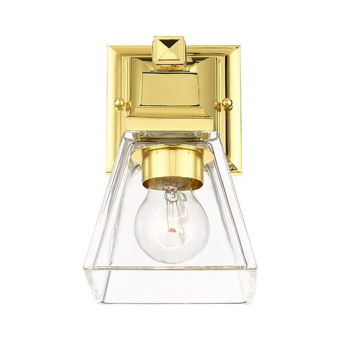 One Light Wall Sconce from the Mission collection in Polished Brass finish