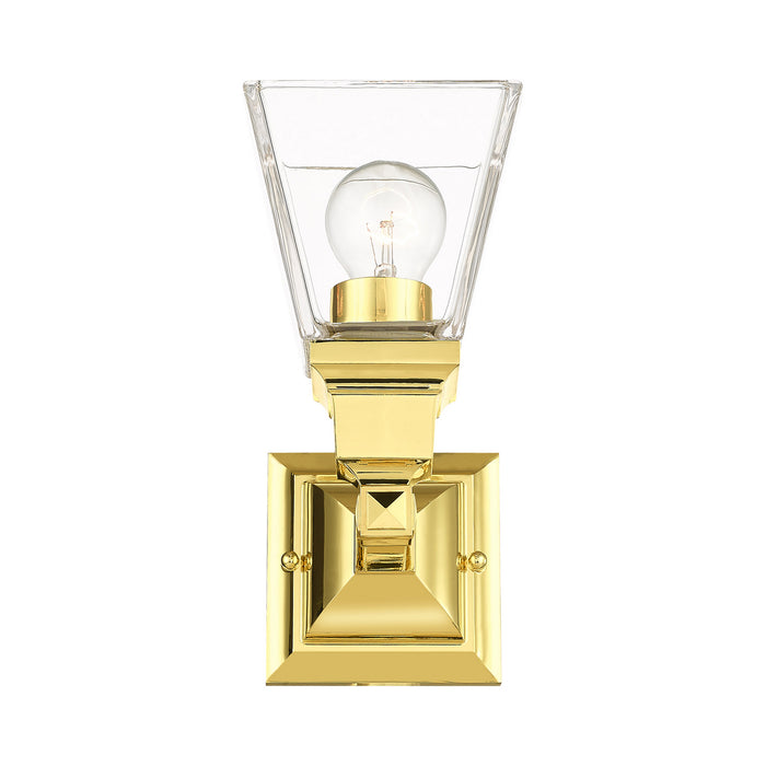 One Light Wall Sconce from the Mission collection in Polished Brass finish