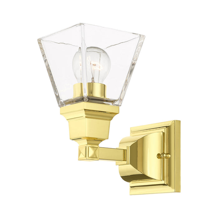 One Light Wall Sconce from the Mission collection in Polished Brass finish