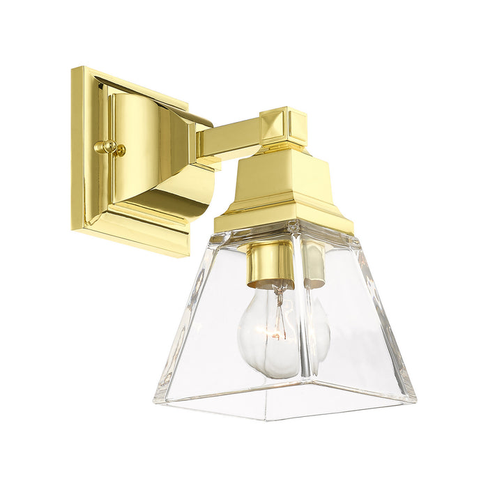 One Light Wall Sconce from the Mission collection in Polished Brass finish