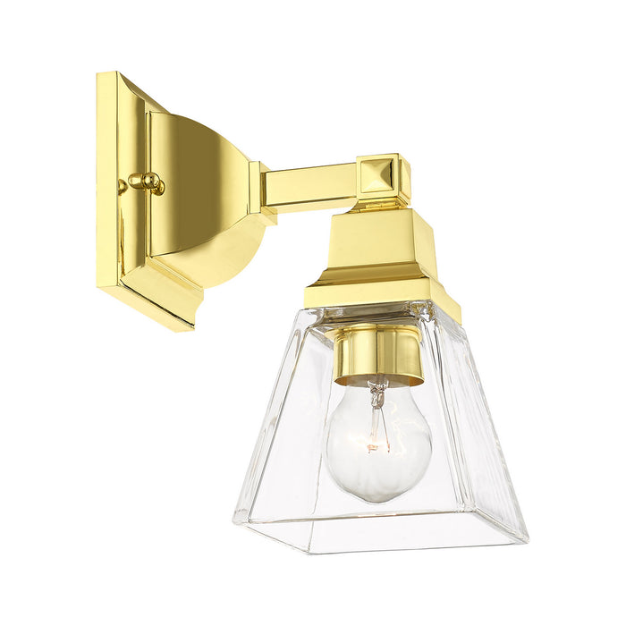 One Light Wall Sconce from the Mission collection in Polished Brass finish