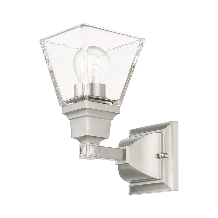 One Light Wall Sconce from the Mission collection in Brushed Nickel finish