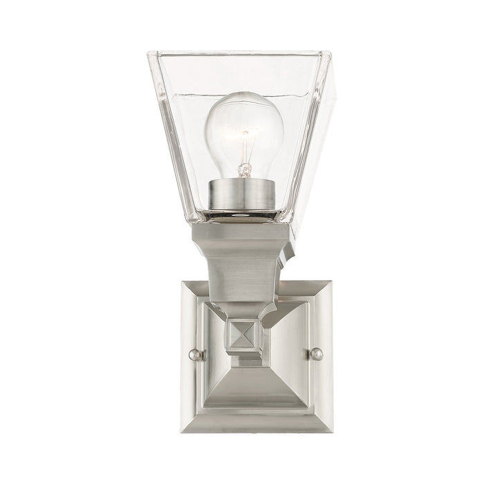 One Light Wall Sconce from the Mission collection in Brushed Nickel finish