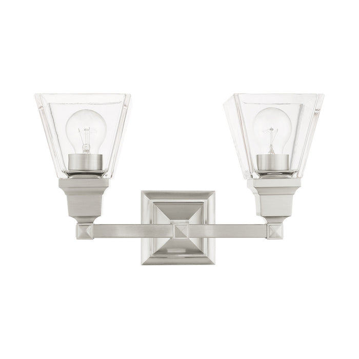 Two Light Vanity from the Mission collection in Brushed Nickel finish