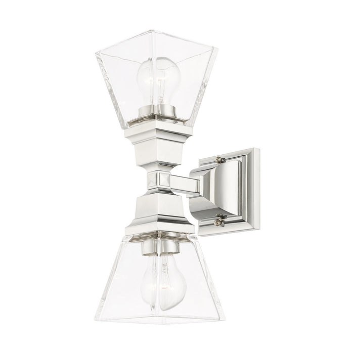 Two Light Wall Sconce from the Mission collection in Polished Chrome finish