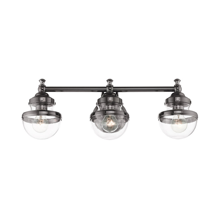 Three Light Vanity from the Oldwick collection in Polished Black Chrome finish