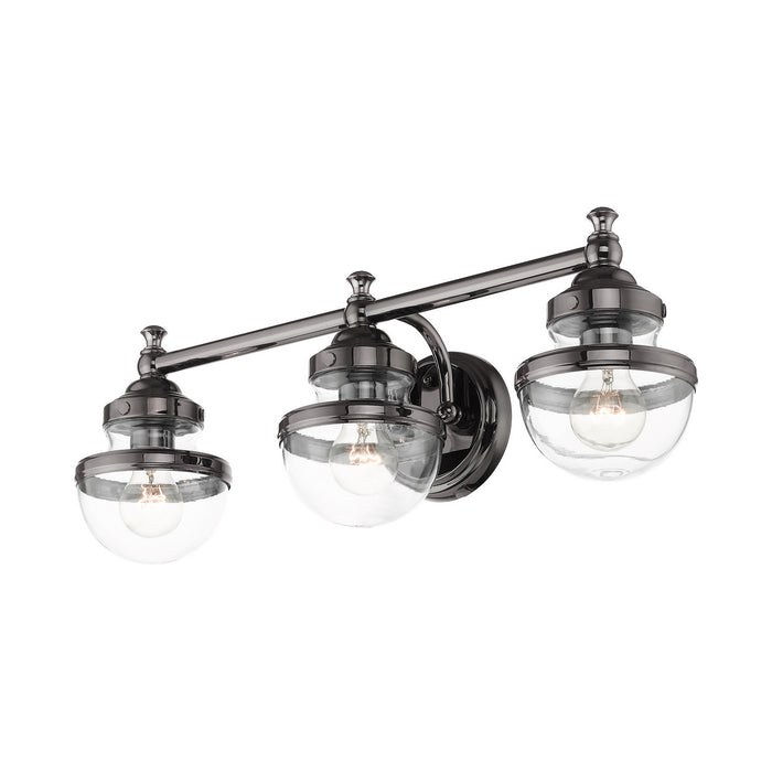 Three Light Vanity from the Oldwick collection in Polished Black Chrome finish