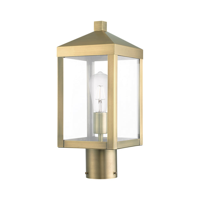 One Light Outdoor Post Top Lantern from the Nyack collection in Antique Brass finish