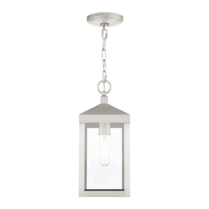 One Light Outdoor Pendant from the Nyack collection in Brushed Nickel finish
