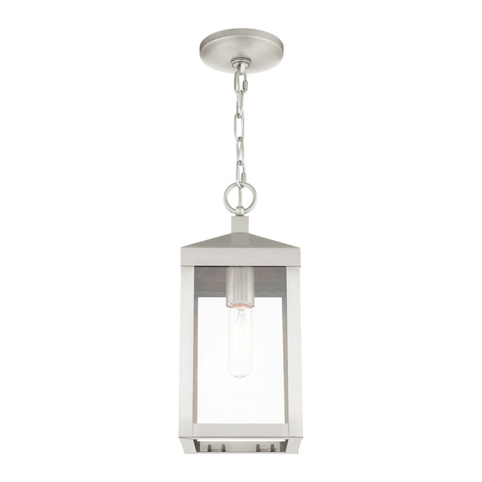 One Light Outdoor Pendant from the Nyack collection in Brushed Nickel finish