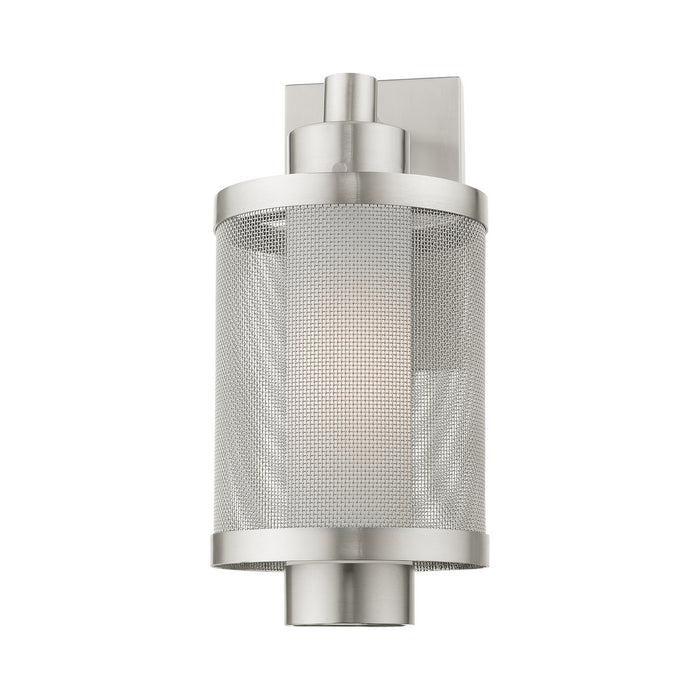 One Light Outdoor Wall Lantern from the Nottingham collection in Brushed Nickel finish
