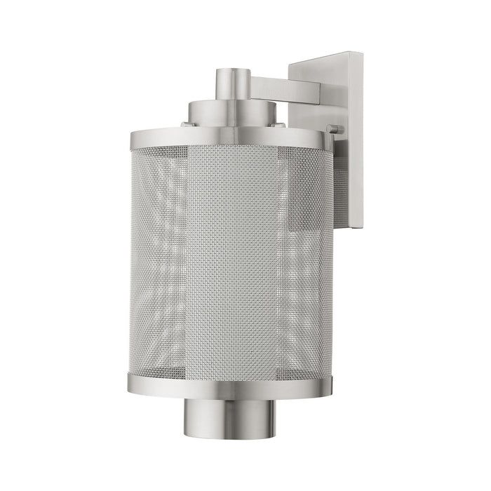 One Light Outdoor Wall Lantern from the Nottingham collection in Brushed Nickel finish