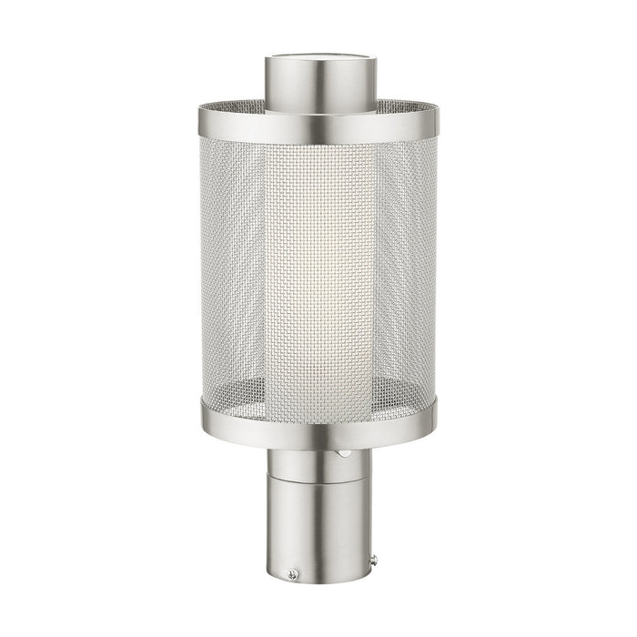 One Light Outdoor Post Top Lantern from the Nottingham collection in Brushed Nickel finish