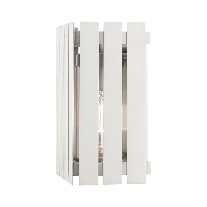 One Light Outdoor Wall Lantern from the Greenwich collection in Brushed Nickel finish
