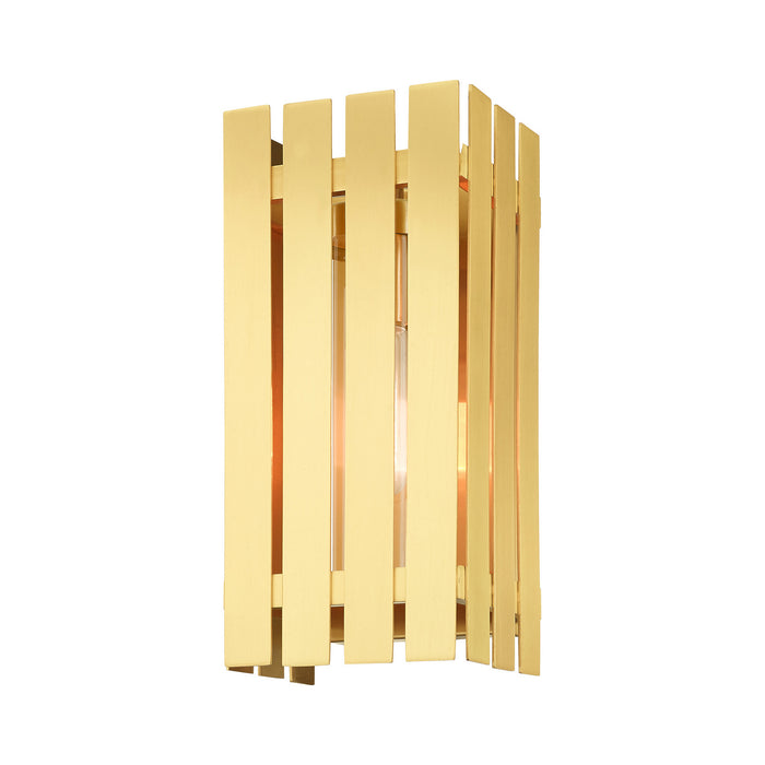 One Light Outdoor Wall Lantern from the Greenwich collection in Satin Brass finish