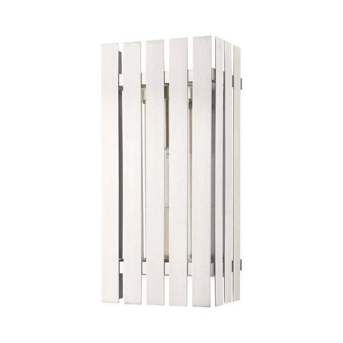 One Light Outdoor Wall Lantern from the Greenwich collection in Brushed Nickel finish