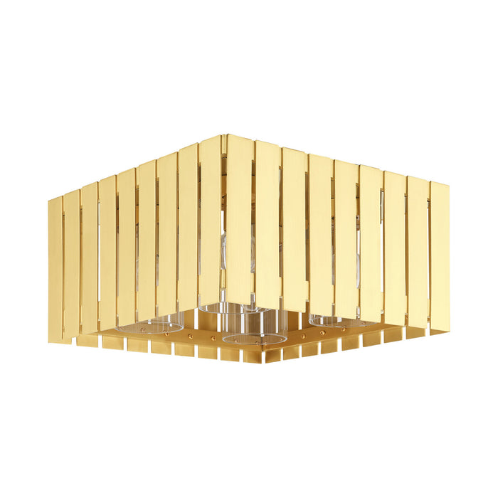 Four Light Outdoor Flush Mount from the Greenwich collection in Satin Brass finish