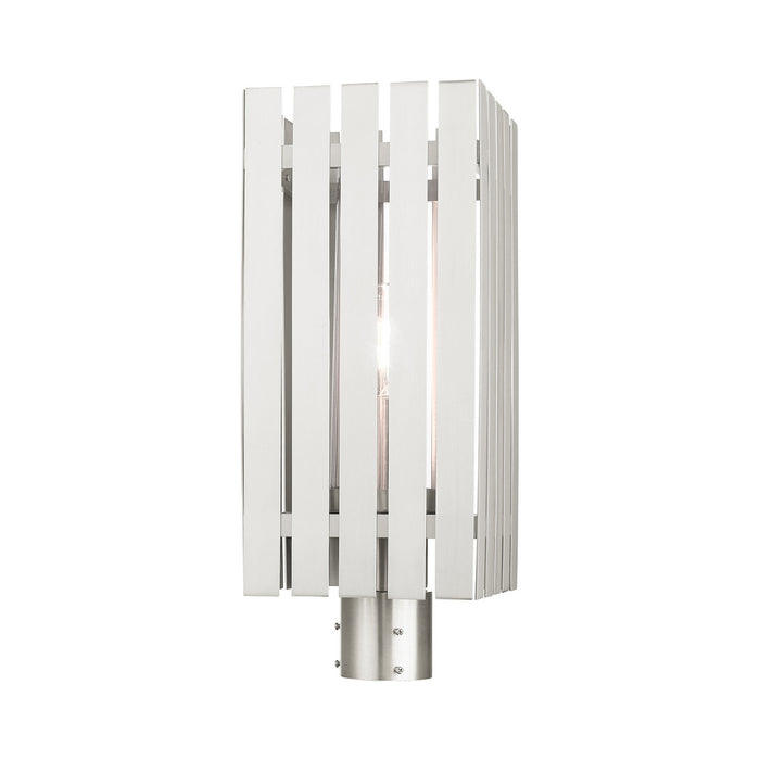 One Light Outdoor Post Top Lantern from the Greenwich collection in Brushed Nickel finish