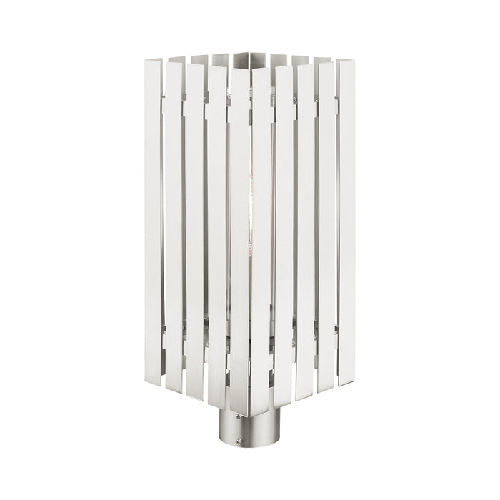 One Light Outdoor Post Top Lantern from the Greenwich collection in Brushed Nickel finish