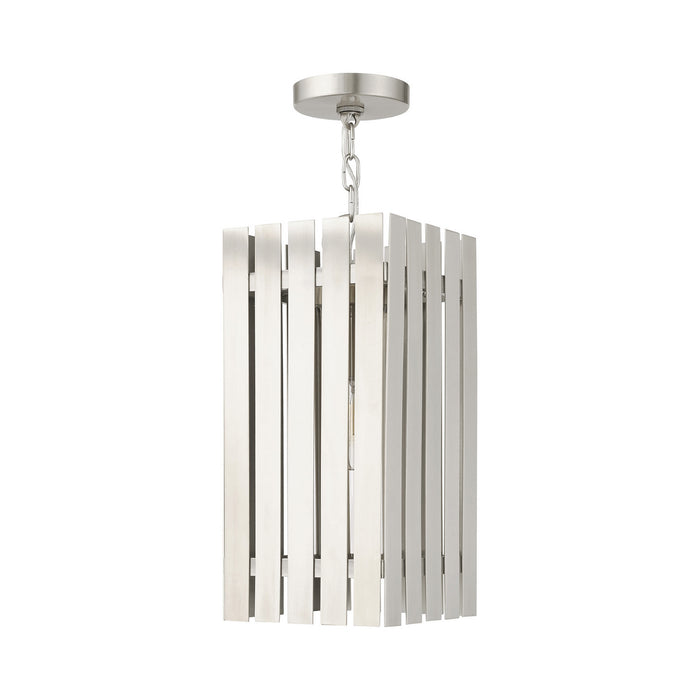 One Light Outdoor Pendant from the Greenwich collection in Brushed Nickel finish