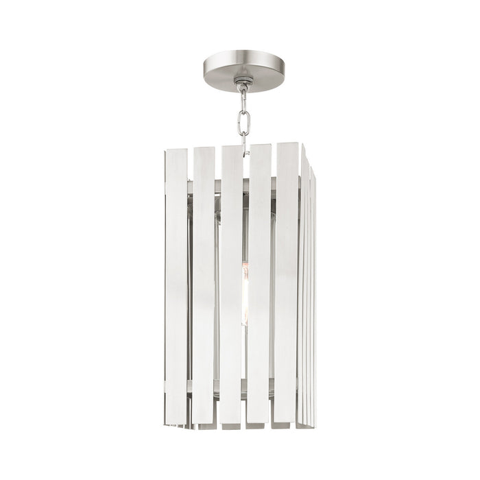 One Light Outdoor Pendant from the Greenwich collection in Brushed Nickel finish
