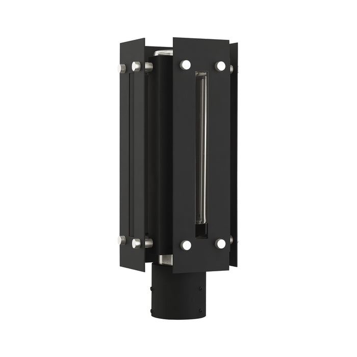 One Light Outdoor Post Top Lantern from the Utrecht collection in Black with Brushed Nickel Accents finish