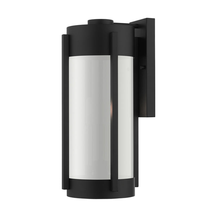 Three Light Outdoor Wall Lantern from the Sheridan collection in Black with Brushed Nickel Candles finish