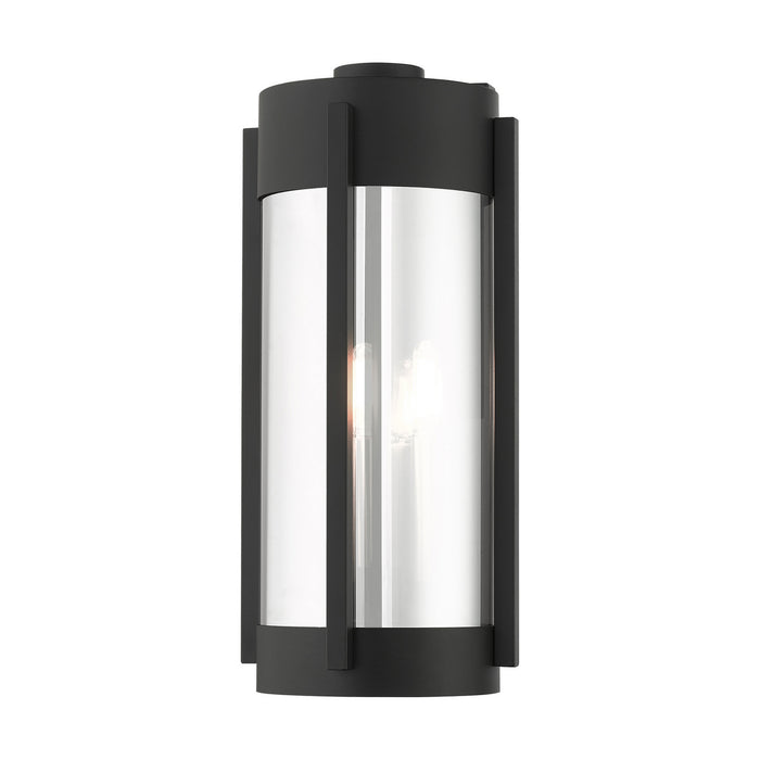 Three Light Outdoor Wall Lantern from the Sheridan collection in Black with Brushed Nickel Candles finish