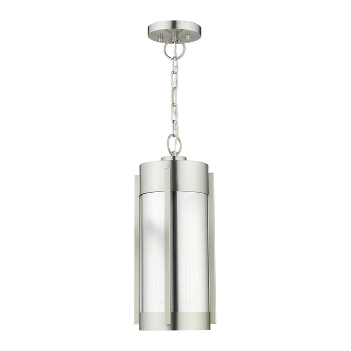 Two Light Outdoor Pendant from the Sheridan collection in Brushed Nickel finish