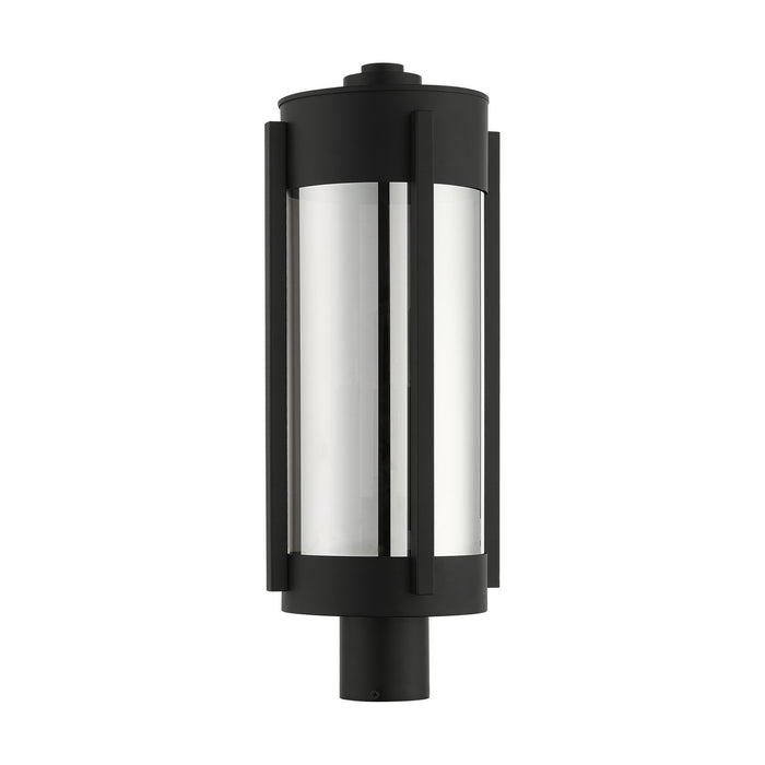 Three Light Outdoor Post Top Lantern from the Sheridan collection in Black with Brushed Nickel Candles finish