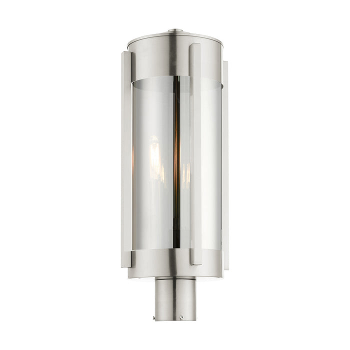 Three Light Outdoor Post Top Lantern from the Sheridan collection in Brushed Nickel finish