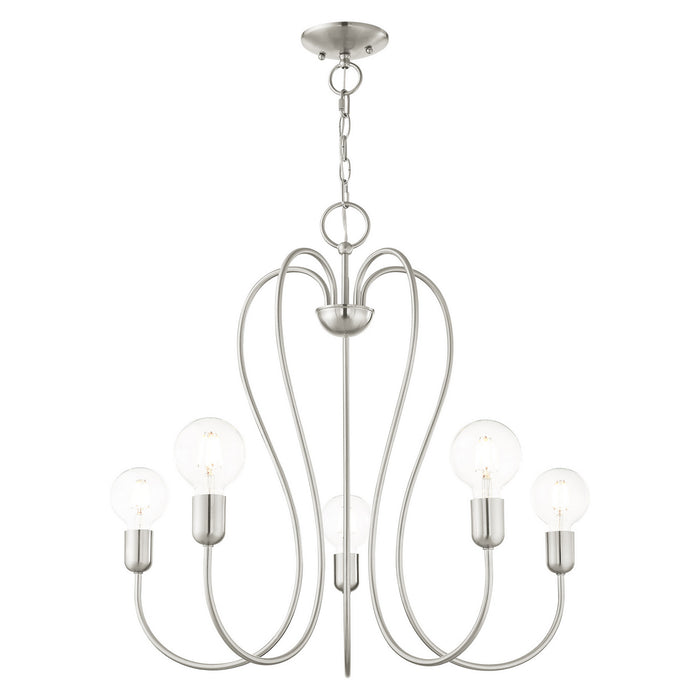 Five Light Chandelier from the Lucerne collection in Brushed Nickel finish