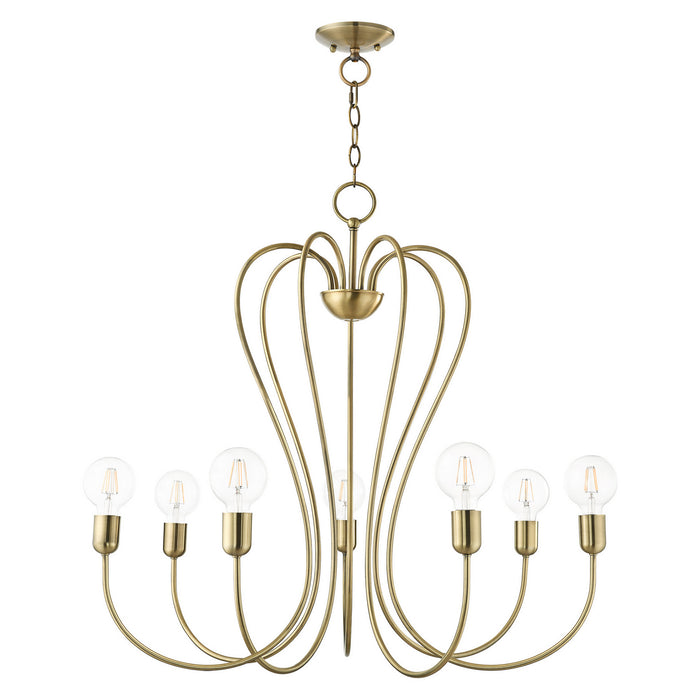 Seven Light Chandelier from the Lucerne collection in Antique Brass finish